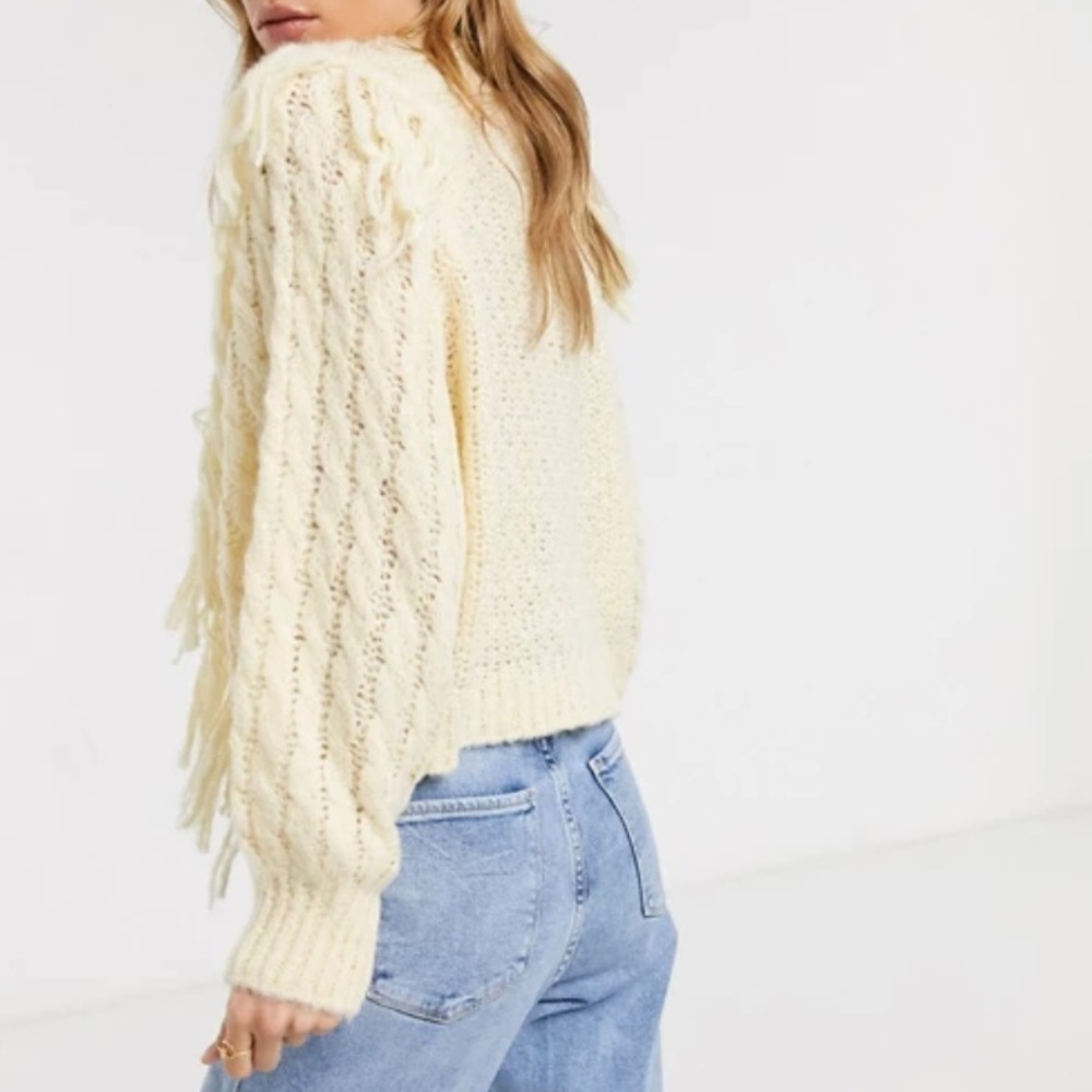 ASOS Cable Knit Fringe Sweater - Picture 4 of 15